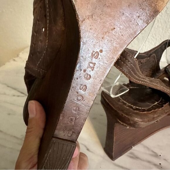Neosens Brown Leather wedge Size 10 - Picture 8 of 11